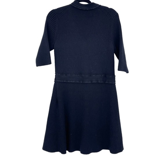 Maje Rimosala Rib-Knit Mini Dress Banded waist Black Size 8 NWT - Picture 3 of 10